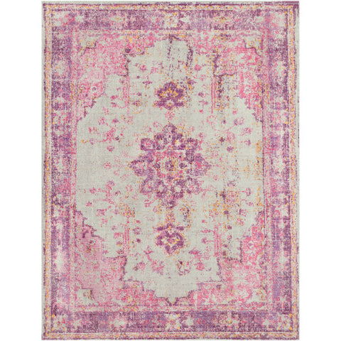 Image of Surya Antioch Traditional Bright Pink, Light Gray, Lavender, Dark Purple, Medium Gray, Bright Yellow, Saffron Rugs AIC-2305