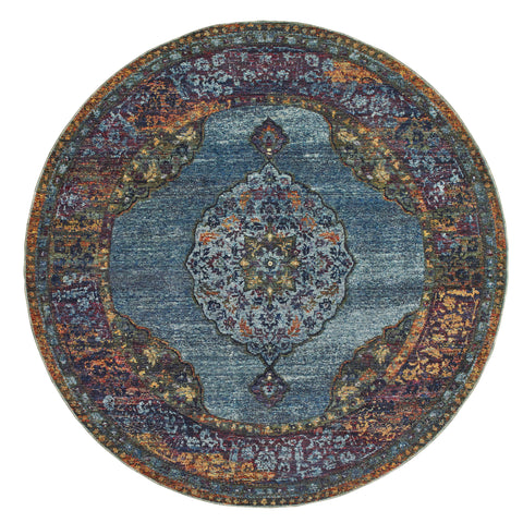Image of Oriental Weavers Andorra 7139A 1'10" X 3' 2" Traditional Blue Multi Medallion-Wanderlust Rugs