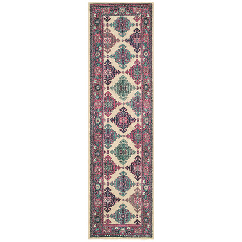 Image of Oriental Weavers Bohemian 6997D 2' 7" X 10' 0" Traditional Ivory Pink Lattice Runner Rug-Wanderlust Rugs