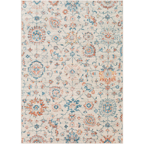 Image of Surya Chester Traditional Teal, Sky Blue, Cream, Medium Gray, Burnt Orange, Coral, Mustard Rugs CHE-2363