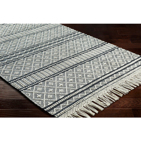 Image of Surya Farmhouse Tassels Cottage Charcoal, White Rugs FTS-2300