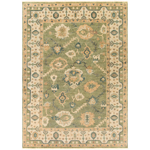 Image of Surya Hillcrest Traditional Dark Green, Bright Yellow, Sea Foam, Teal Rugs HIL-9017