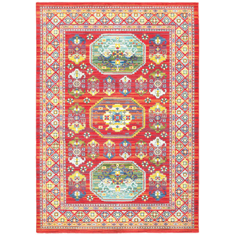 Image of Oriental Weavers Joli 003R4 1'10" X 3' 0" Traditional Red Multi Distressed Rug-Wanderlust Rugs