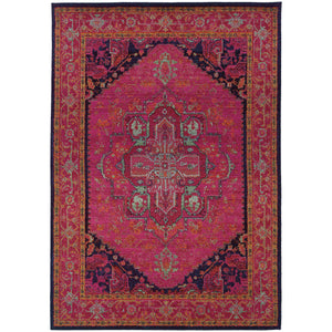 Oriental Weavers Kaleidoscope 1332S 2' 7" X 10' 0" Traditional Pink Navy Oriental Runner Rug-Wanderlust Rugs