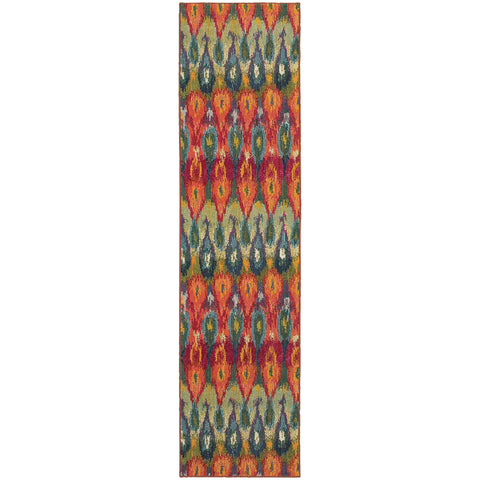 Image of Oriental Weavers Kaleidoscope 2061Z 2' 7" X 10' 0" Casual Multi Red Abstract Runner Rug-Wanderlust Rugs