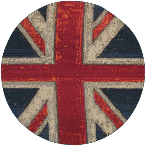Image of Oriental Weavers Kaleidoscope 505R5 British Flag Rug 2' 7" X 10' 0" Contemporary Navy Pink Abstract Runner Rug-Wanderlust Rugs