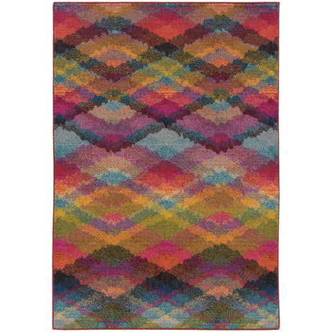 Image of Oriental Weavers Kaleidoscope 631X5 2' 7" X 10' 0" Casual Multi Pink Geometric Runner Rug-Wanderlust Rugs