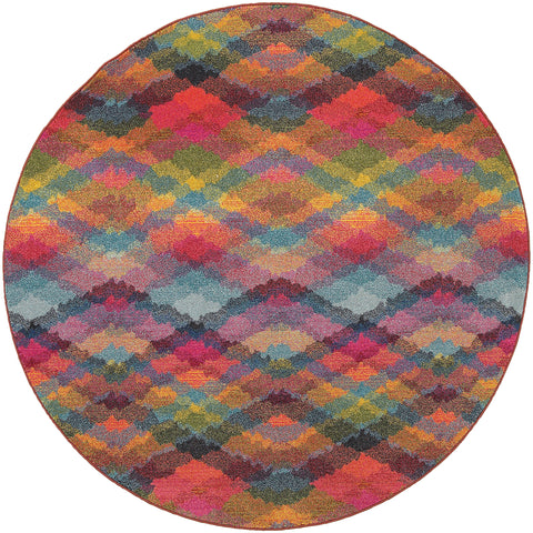 Image of Oriental Weavers Kaleidoscope 631X5 2' 7" X 10' 0" Casual Multi Pink Geometric Runner Rug-Wanderlust Rugs