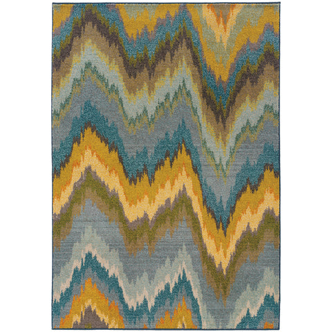 Image of Oriental Weavers Kaleidoscope 8020G 2' 7" X 10' 0" Contemporary Yellow Blue Abstract Runner Rug-Wanderlust Rugs