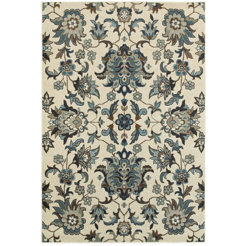 Image of Oriental Weavers Linden 7811A 1'10" X 3' 0" Casual Ivory Blue Floral Rug-Wanderlust Rugs