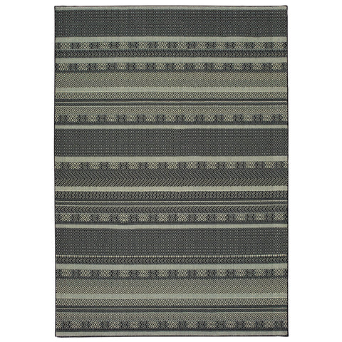 Image of Oriental Weavers Luna 1802K 2' 3" X 7' 6" Casual Black Ivory Stripe Runner Rug-Wanderlust Rugs