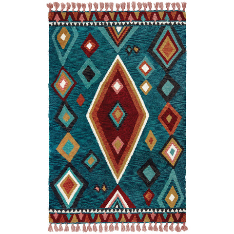 Image of Oriental Weavers Madison 61402 2' 6" X 8' Casual Blue Pink Tribal Runner Rug-Wanderlust Rugs