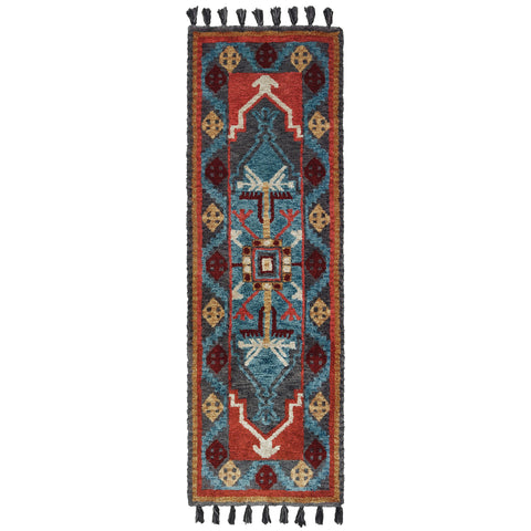 Image of Oriental Weavers Madison 61403 2' 6" X 8' Casual Rust Blue Tribal Runner Rug-Wanderlust Rugs