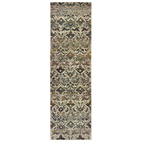 Image of Oriental Weavers Mantra 1330W 2' 3" X 7' 6" Casual Ivory Grey Distressed Runner Rug-Wanderlust Rugs