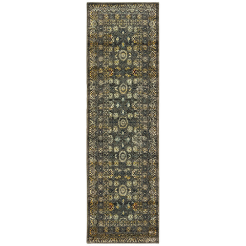 Image of Oriental Weavers Mantra 507N7 2' 3" X 7' 6" Traditional Grey Gold Floral Runner Rug-Wanderlust Rugs