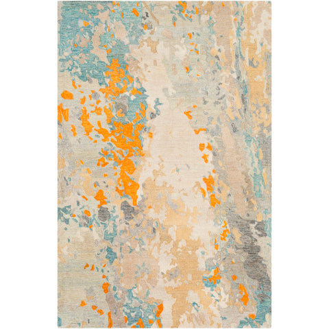 Image of Surya Modern Nouveau Modern Charcoal, Teal, Khaki, Beige, Saffron, Bright Orange Rugs MNV-1002