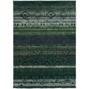 Oriental Weavers Nomad 8123G 2' 7" X 10' 0" Contemporary Green Blue Tribal Runner Rug-Wanderlust Rugs