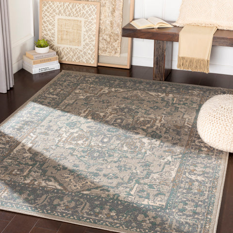 Image of Surya Oslo Traditional Charcoal, Teal, Light Gray, Camel, Beige, Cream Rugs OSL-2301