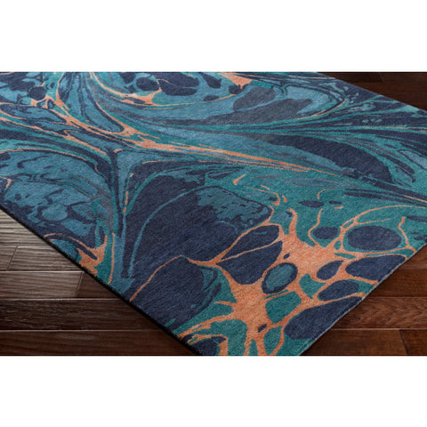 Image of Surya Pisces Modern Navy, Teal, Emerald, Camel Rugs PIS-1006