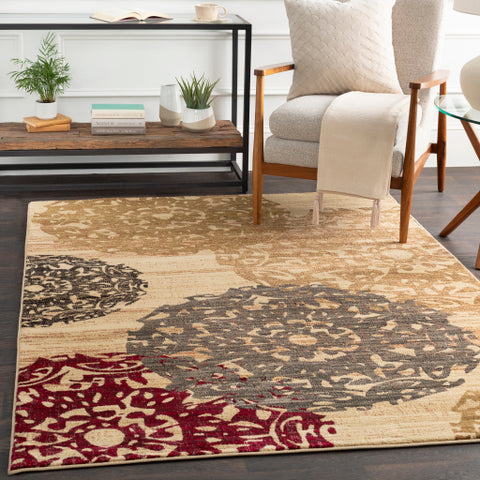 Image of Surya Riley Traditional Butter, Wheat, Medium Gray, Burgundy, Dark Brown, Olive Rugs RLY-5051
