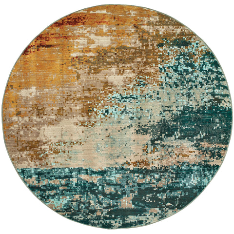 Image of Oriental Weavers Sedona 6365A 1'10" X 3' 0" Contemporary Blue Red Distressed Rug-Wanderlust Rugs