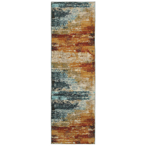 Image of Oriental Weavers Sedona 6365A 1'10" X 3' 0" Contemporary Blue Red Distressed Rug-Wanderlust Rugs