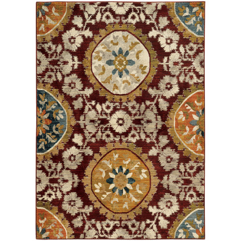 Image of Oriental Weavers Sedona 6366A 1'10" X 3' 0" Casual Red Gold Medallion Rug-Wanderlust Rugs