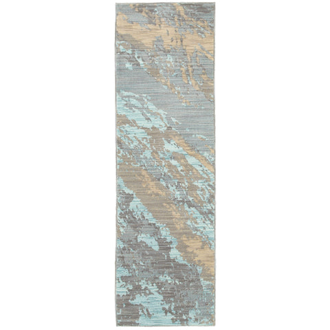Image of Oriental Weavers Sedona 6367A 1'10" X 3' 0" Contemporary Blue Grey Abstract Rug-Wanderlust Rugs