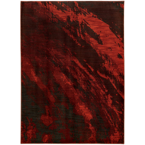 Image of Oriental Weavers Sedona 6367B 1'10" X 3' 0" Contemporary Red Charcoal Abstract Rug-Wanderlust Rugs
