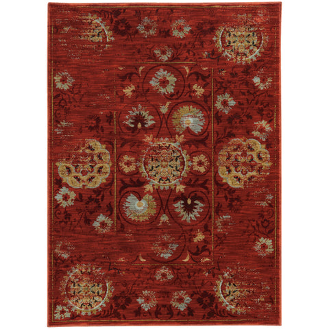 Image of Oriental Weavers Sedona 6386E 1'10" X 3' 0" Casual Red Gold Distressed Rug-Wanderlust Rugs
