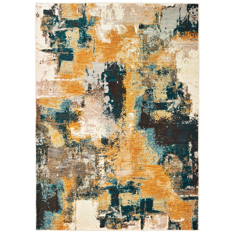 Image of Oriental Weavers Sedona 9593A 1'10" X 3' 0" Contemporary Blue Gold Abstract Rug-Wanderlust Rugs