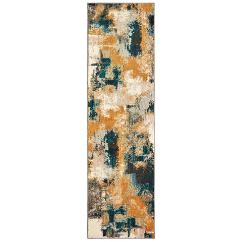 Image of Oriental Weavers Sedona 9593A 1'10" X 3' 0" Contemporary Blue Gold Abstract Rug-Wanderlust Rugs