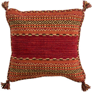 Surya Trenza Bohemian/Global Dark Red, Burnt Orange, Tan, Dark Brown Pillow Kit TZ-003-Wanderlust Rugs
