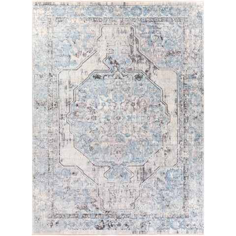 Image of Surya Wonder Traditional Sky Blue, Bright Blue, Medium Gray, Charcoal, Camel, Ivory Rugs WAM-2302