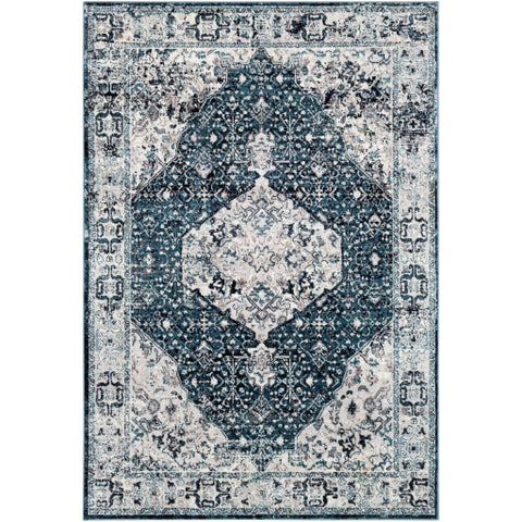 Image of Surya Wanderlust Traditional Aqua, White, Silver Gray, Navy, Black, Charcoal Rugs WNL-2304