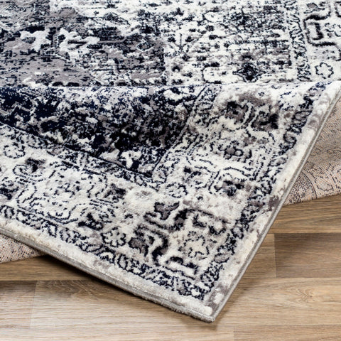 Image of Surya Wanderlust Traditional Charcoal, Navy, White, Silver Gray, Black Rugs WNL-2306