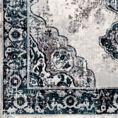 Image of Surya Wanderlust Traditional Aqua, Navy, Silver Gray, White, Charcoal, Black Rugs WNL-2311