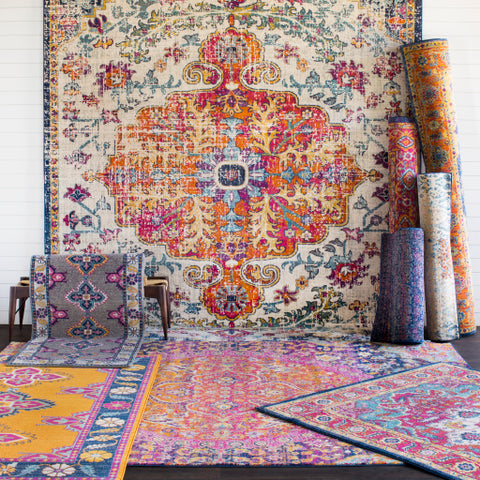 Image of Surya Harput Traditional Teal, Burnt Orange, Saffron, Garnet, Dark Blue, Light Gray, Ivory Rugs HAP-1004