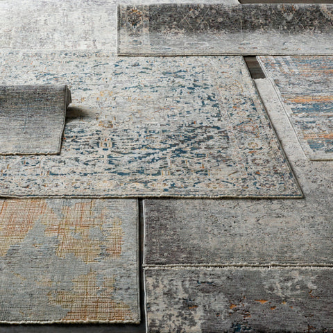 Image of Surya Presidential Modern Medium Gray, Charcoal, Ivory, Butter, Pale Blue, Bright Blue, Lime, Peach, Burnt Orange Rugs PDT-2309