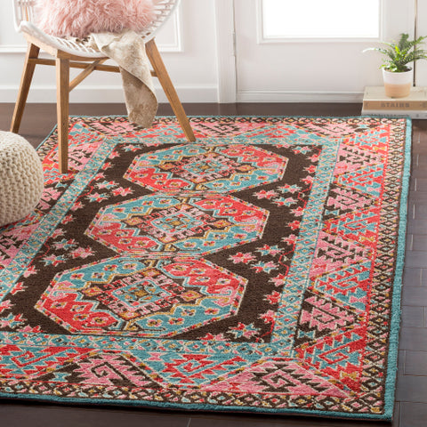 Image of Surya Arabia Traditional Bright Pink, Camel, Aqua, White, Wheat Rugs ABA-6273