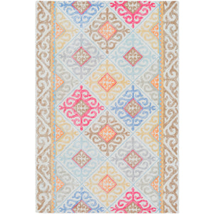 Surya Antigua Global Sky Blue, Camel, Wheat, Peach, Beige, Tan, Light Gray, Bright Pink, Mint, Bright Blue Rugs AGA-1004