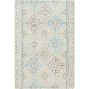 Surya Antigua Global Denim, Medium Gray, Light Gray, Beige, Mauve, Pale Blue Rugs AGA-1006