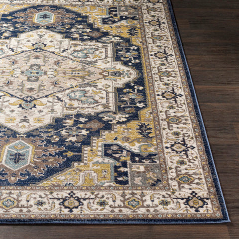 Image of Surya Athens Traditional Navy, Charcoal, Butter, Ivory, Camel, Sky Blue, White Rugs AHN-2300