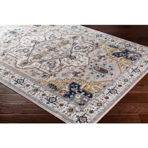 Image of Surya Athens Traditional Camel, Navy, Ivory, Sky Blue, Charcoal, Butter, White Rugs AHN-2301