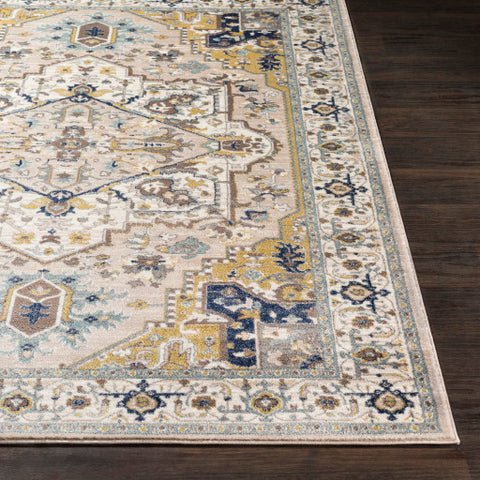 Image of Surya Athens Traditional Camel, Navy, Ivory, Sky Blue, Charcoal, Butter, White Rugs AHN-2301
