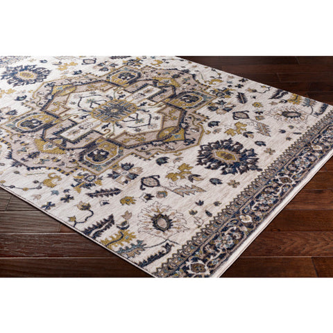 Image of Surya Athens Traditional Camel, Navy, Ivory, Sky Blue, Butter, Charcoal, White Rugs AHN-2303