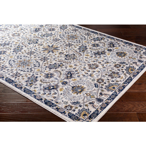 Surya Athens Traditional Navy, Charcoal, Butter, Camel, Sky Blue, Ivory, White Rugs AHN-2307
