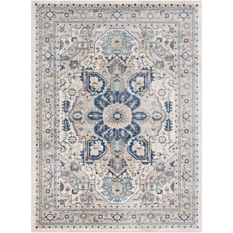 Image of Surya Athens Traditional Navy, Sky Blue, Charcoal, Butter, Ivory, White Rugs AHN-2309