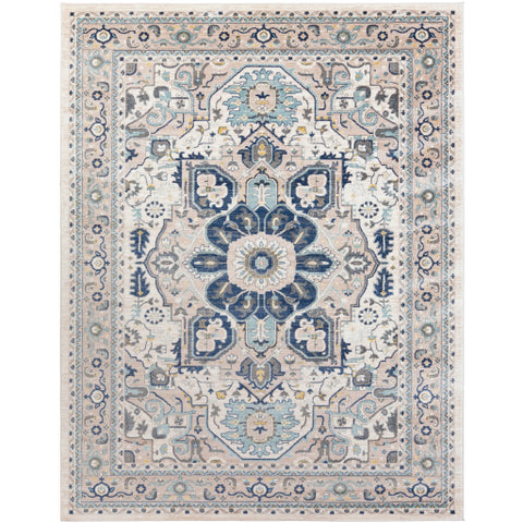 Image of Surya Athens Traditional Navy, Sky Blue, Charcoal, Butter, Ivory, White Rugs AHN-2309