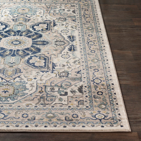 Image of Surya Athens Traditional Navy, Sky Blue, Charcoal, Butter, Ivory, White Rugs AHN-2309